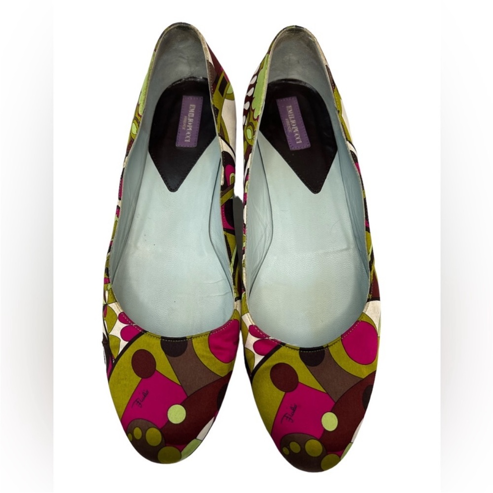 VTG Emilio Pucci Printed Satin Ballet Flats